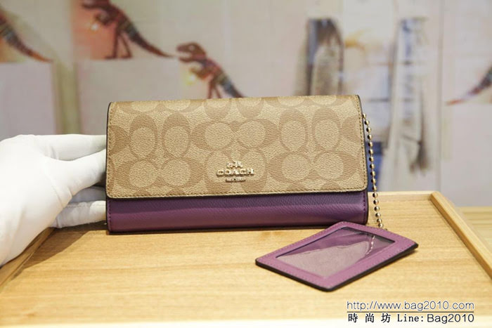 COACH蔻馳 原單 Coach53763 女士三折大手包 專櫃用料PVC拼頭層牛皮 專櫃爆款  Chz1195